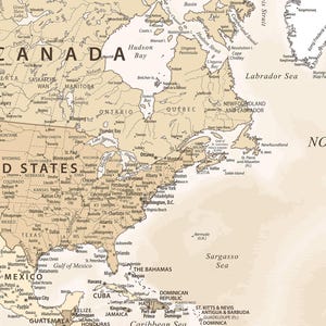 Neutral Color Maps Digital Neutral Colors World Map for Wall Art, Poster, Wallpaper ...