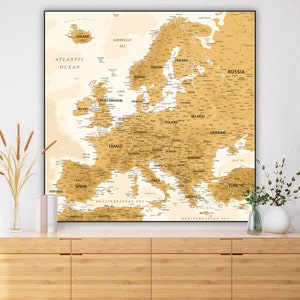 Digital Political Map of Europe, Printable European Map, Europe map poster - countries of Europe, Europe wall art map, Europe map Download