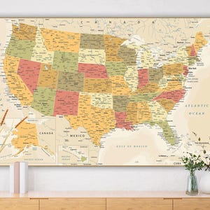 Printable United States of America map | Detailed USA travel map | Large home decor, wall art,  school map poster | usa map, states, america
