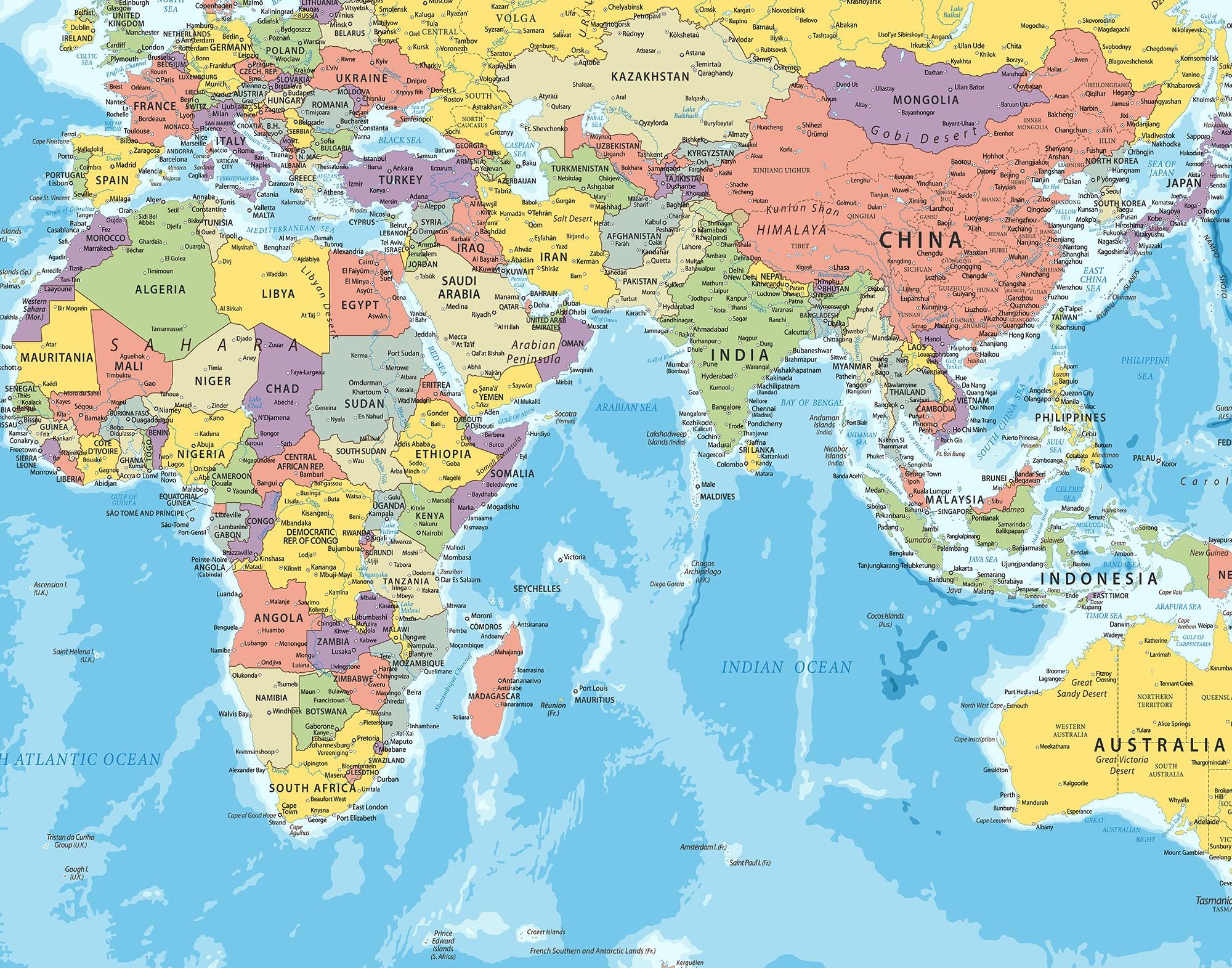 Highly Detailed Political Map of the World - Printable Large Map Poster ...