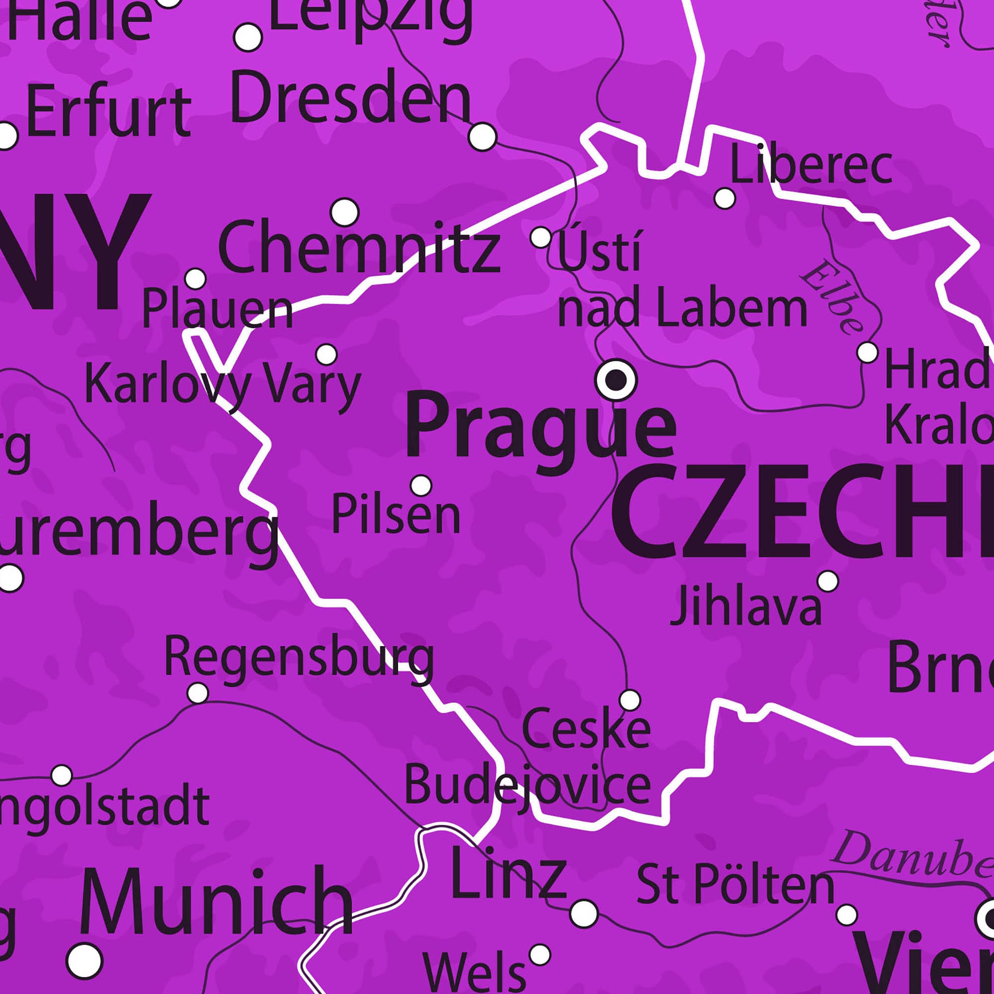 Europe Printable Map. Detailed Map of Europe. Styled High Resolution