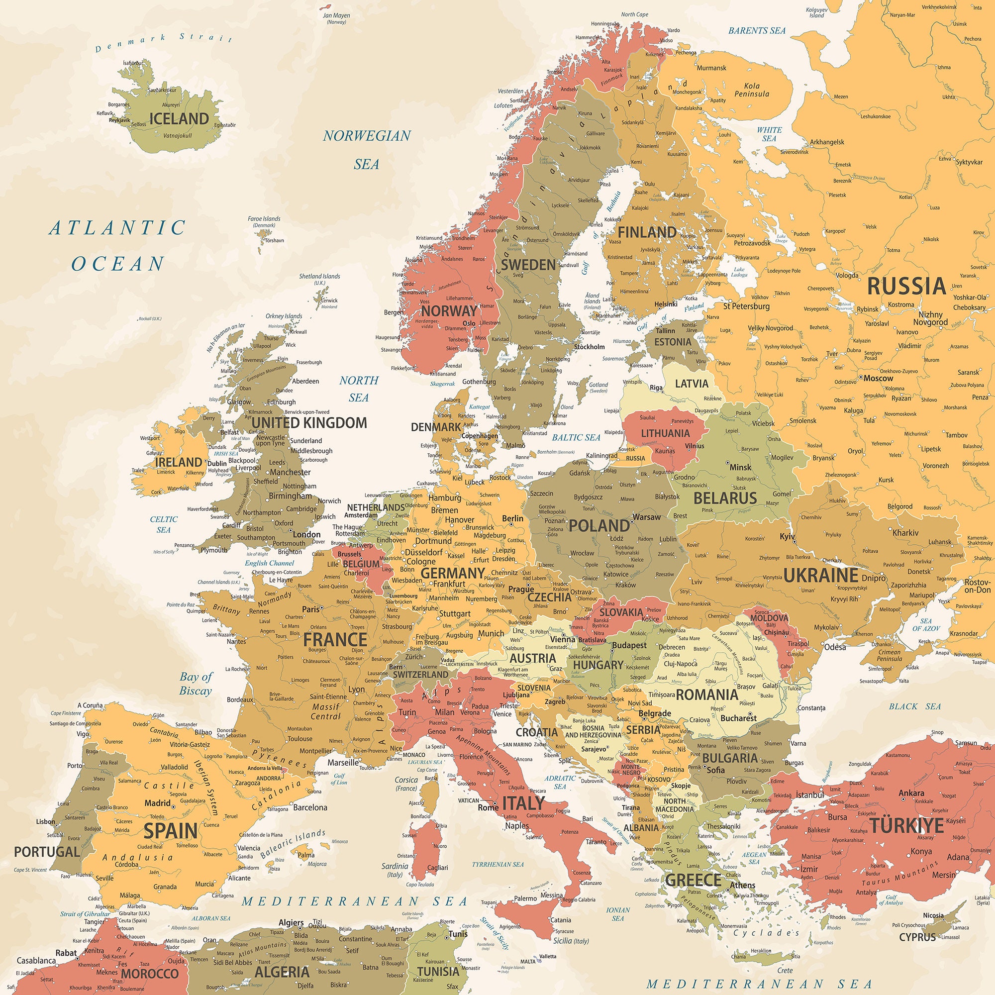 Europe Printable Map Detailed - Il Fullxfull.5954835060 Ftug 