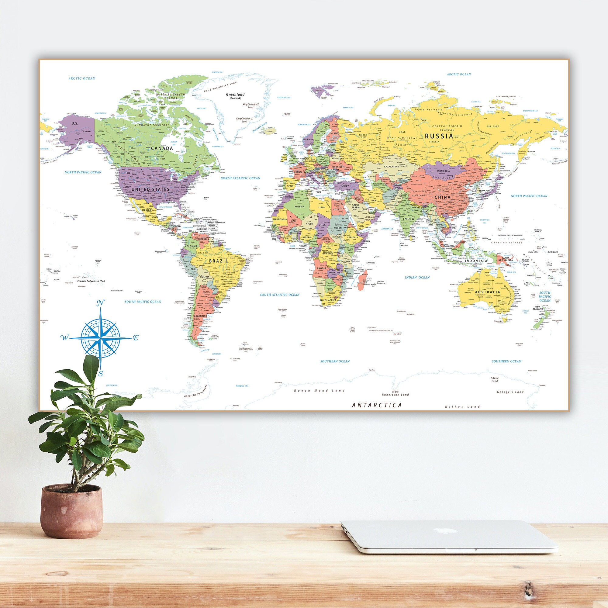 Highly Detailed Printable World Map Poster, Downloadable Large Map ...