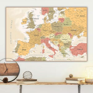 Mapa político digital de Europa: descargue un mapa de Europa muy detallado y colorido, póster imprimible, mapas de países de Europa, mapa europeo