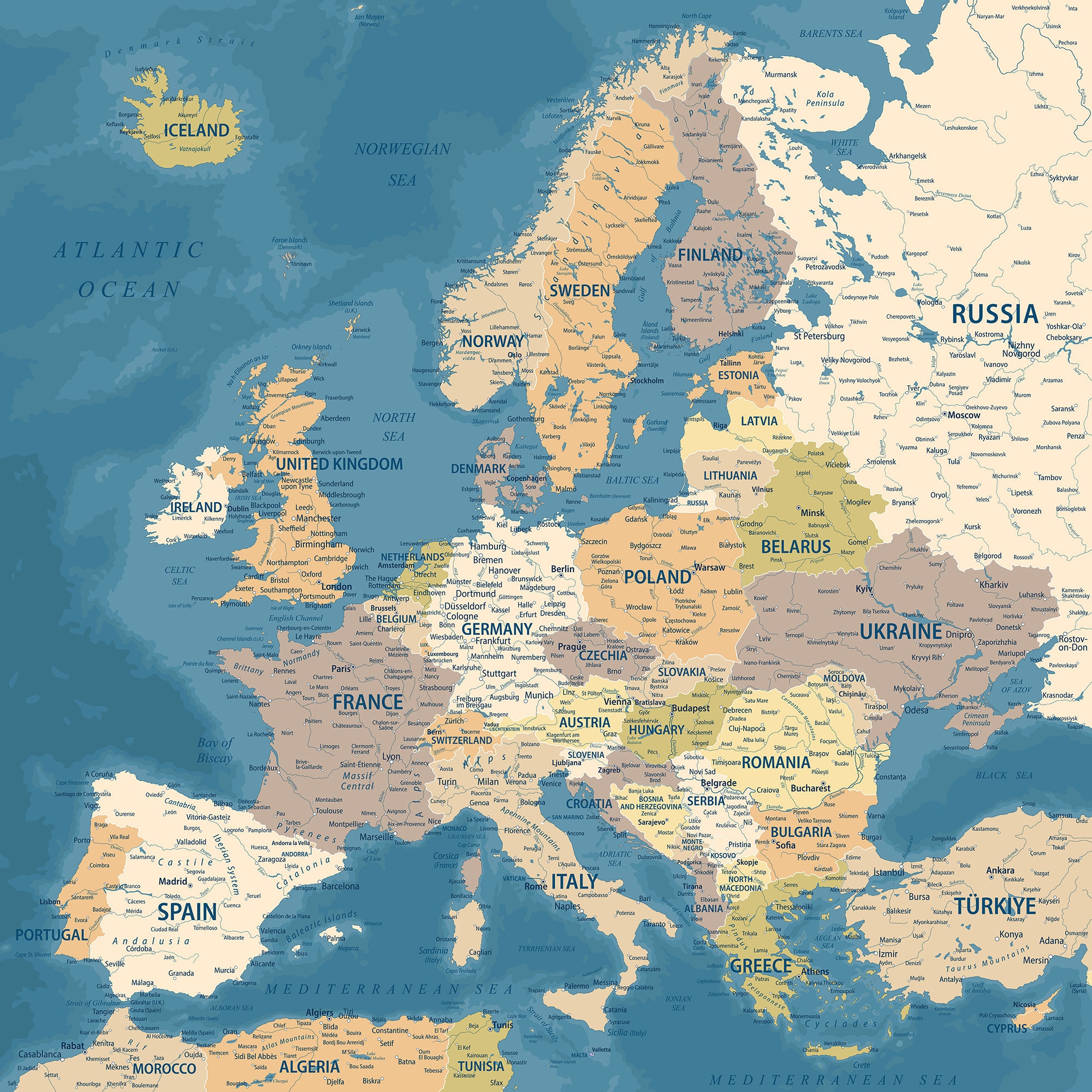 Europe Printable Map Detailed - Il Fullxfull.6002911941 Doae