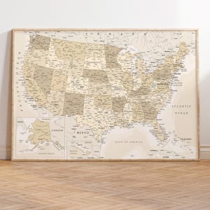 Printable Map of America with States and Major Cities - Pastel Wall Art Map | Vintage USA Map Print, States of America Map Digital Download