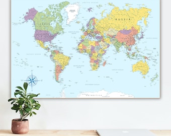 アンティーク国連世界地図：絵画的歴史印刷物（デジタルダウンロード