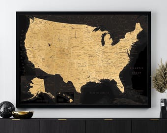 印刷可能なアメリカ合衆国地図 | 白黒のアメリカ合衆国ウォールアート