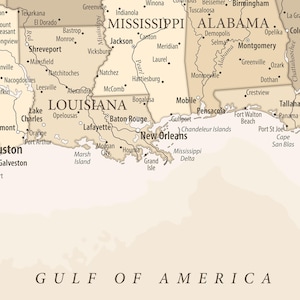 USA Map Wall Art – Detailed Vintage Pastel Style United States Poster (Digital Download) image 7