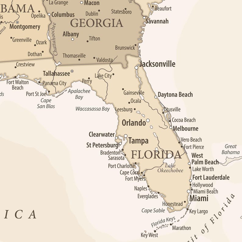 Printable Map of America with States and Major Cities - Pastel Wall Art Map | Vintage USA Map Print, States of America Map Digital Download