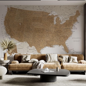 Printable United States of America map, USA travel map room decor, neutral wall art, USA Map print, States, America Digital Download poster