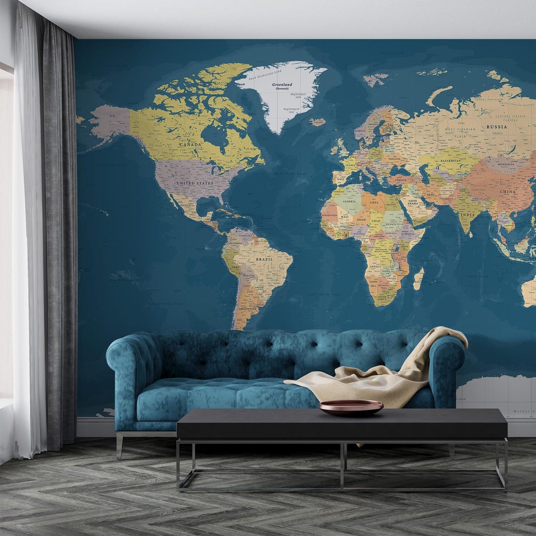 詳細な政治世界地図 ヴィンテージスタイル - 印刷可能な青銅地図