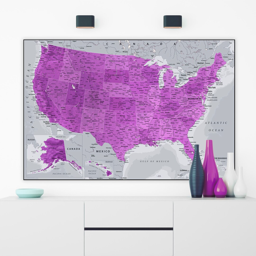 USA Map. Detailed United States Map. Styled High Resolution USA Map
