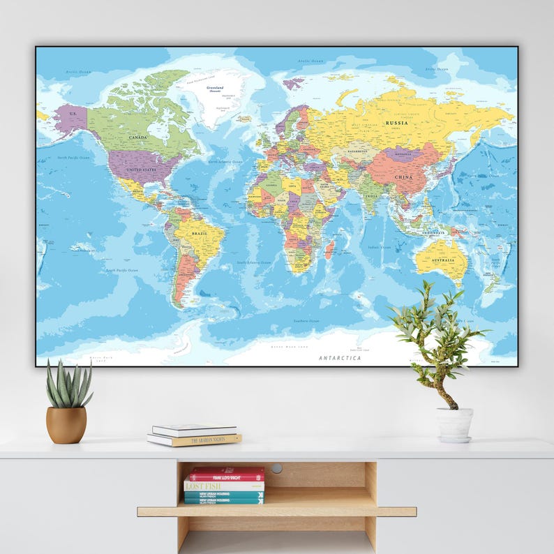 Highly Detailed Political World Map Printable Poster - Map of the World ...