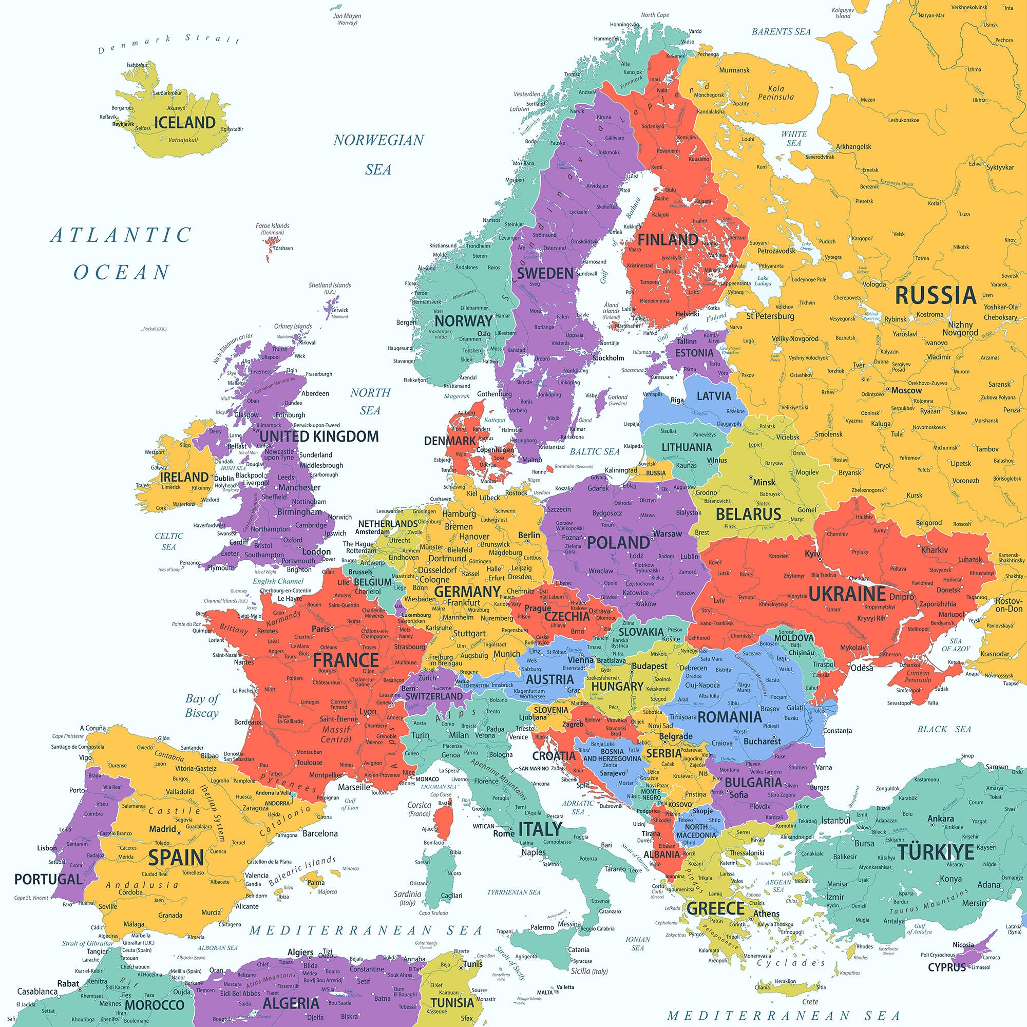 Full Printable Detailed Map Of Europe With Cities In Pdf