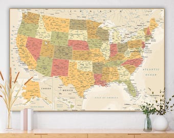 USA Map Wall Art Print | Großes USA-Reiseposter (Digitaler Download)