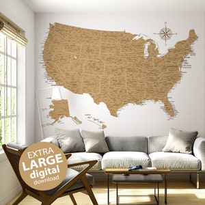 Carte détaillée des États-Unis imprimable - Grande carte des États-Unis | Affiche de carte des États-Unis, carte scolaire, impression murale de carte des États-Unis, Amérique éducative avec pays