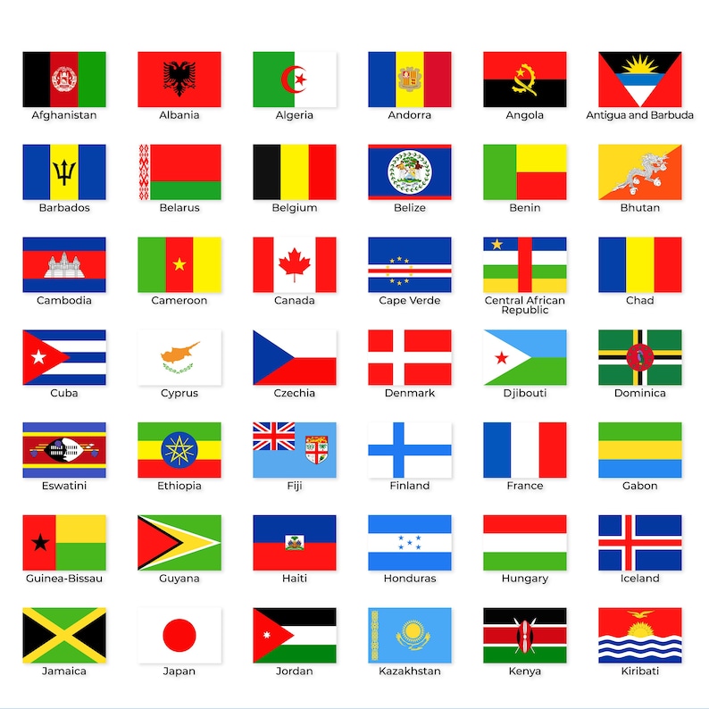 Distinct Country Flags World Flags Bundle | 196 Country Flags Set | Eps Svg Pdf Png | Vector ...