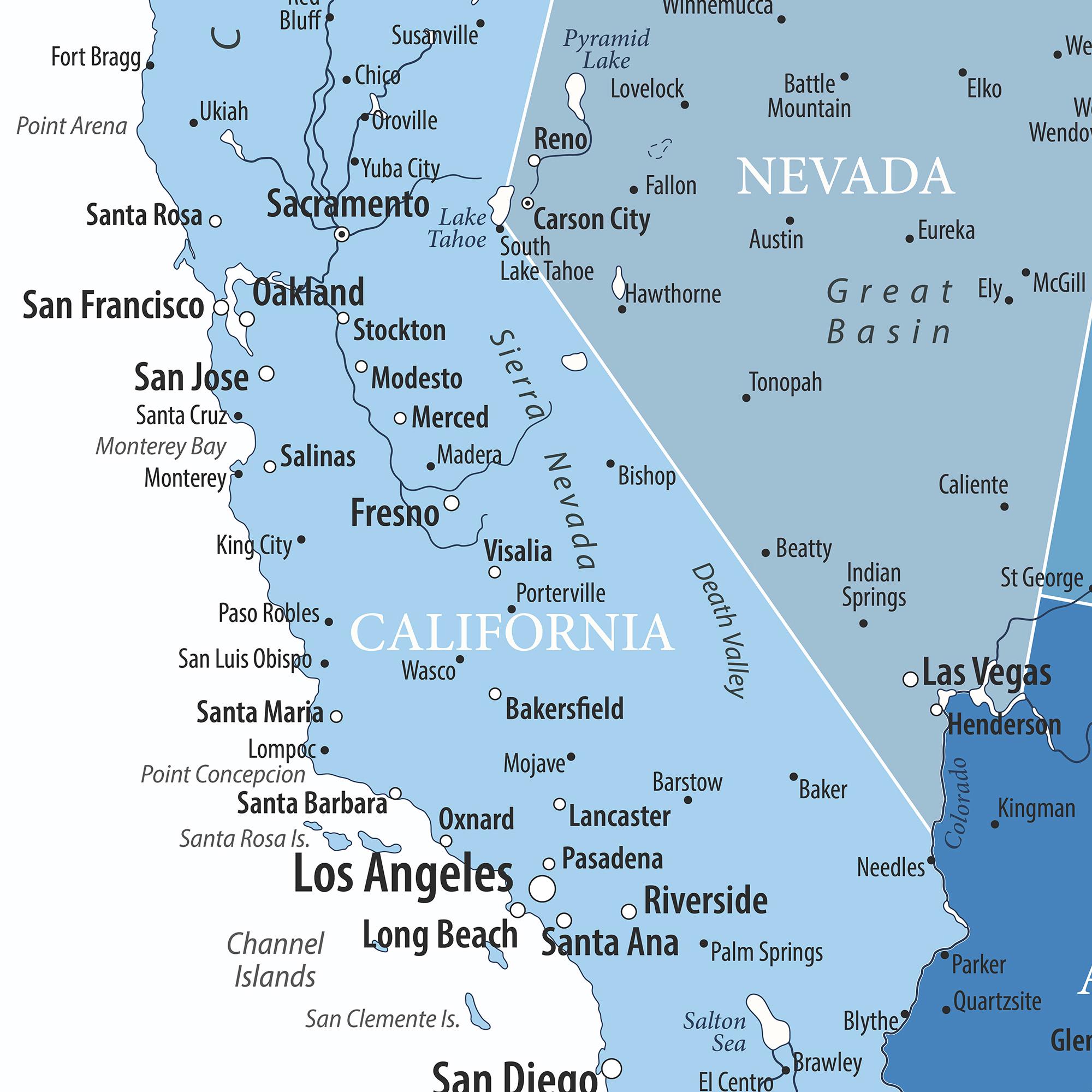 Blue USA Map Printable – United States Map Large Poster (digital ...