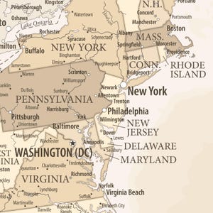 Printable Map of America with States and Major Cities - Pastel Wall Art Map | Vintage USA Map Print, States of America Map Digital Download