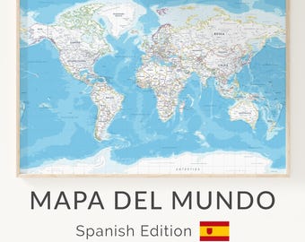 Highly Detailed Political Spain Map Poster - Spanish Classroom Decor, Kids Map Digital Download
