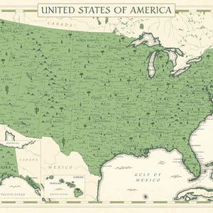 Kids USA Map Digital Download, Pastel Green USA Print, USA Map Poster for Classroom Decor, Homeschool Map, Nursery Wall Art Map, Digital Map