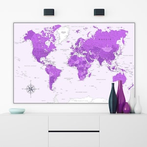 Carte du monde imprimable - Carte stylisée haute résolution | Idéal pour les posters, les papiers peints et les impressions | Carte numérique du monde