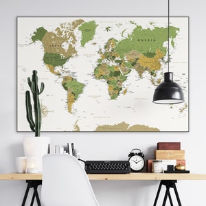 Weltkarte pastellgrün Print Digital Download | Große druckbare Landkarte der USA mit Bundesstaaten für Poster, Wallpaper | Grünes Wandbild