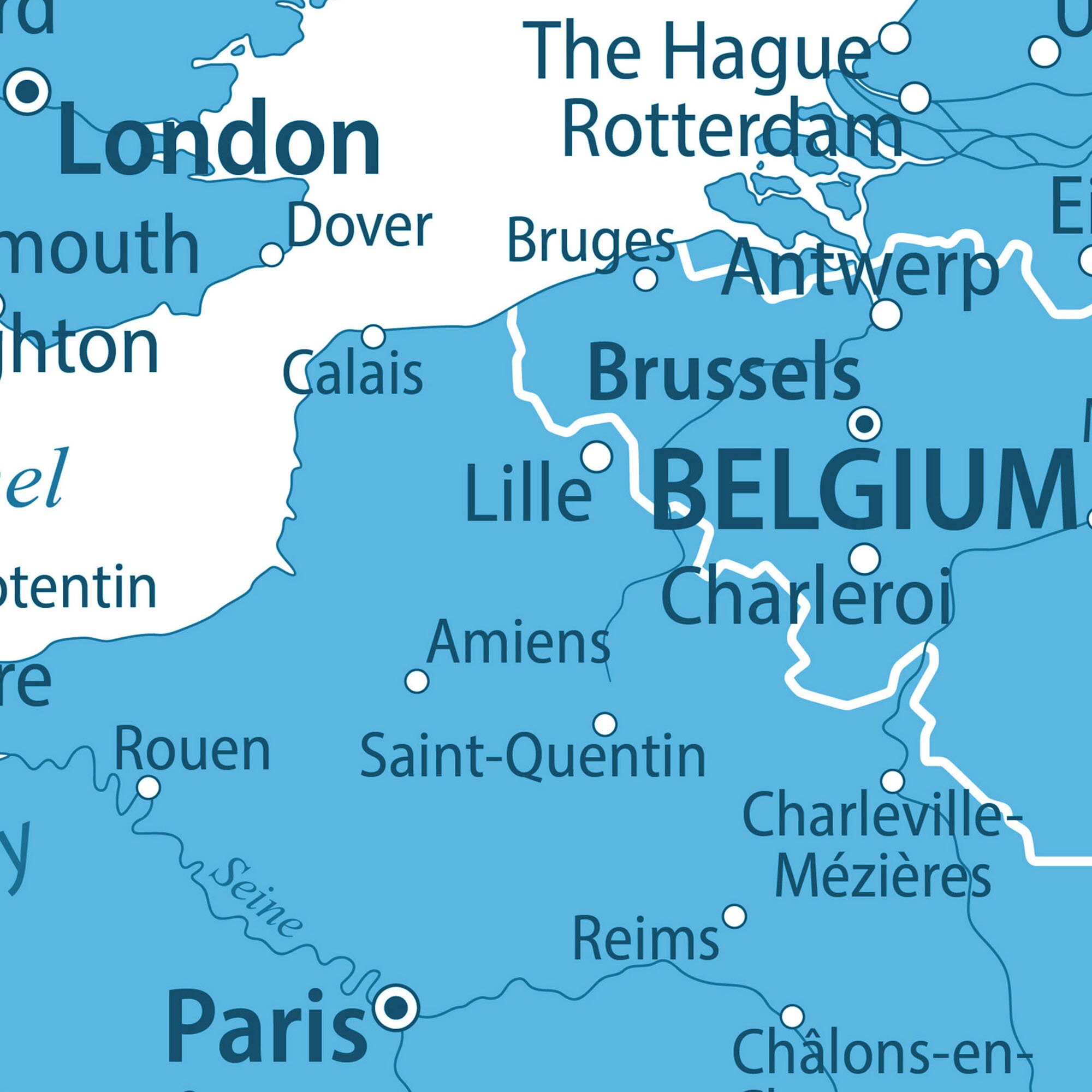 Europe Printable Map. Detailed Map of Europe. Styled High Resolution ...