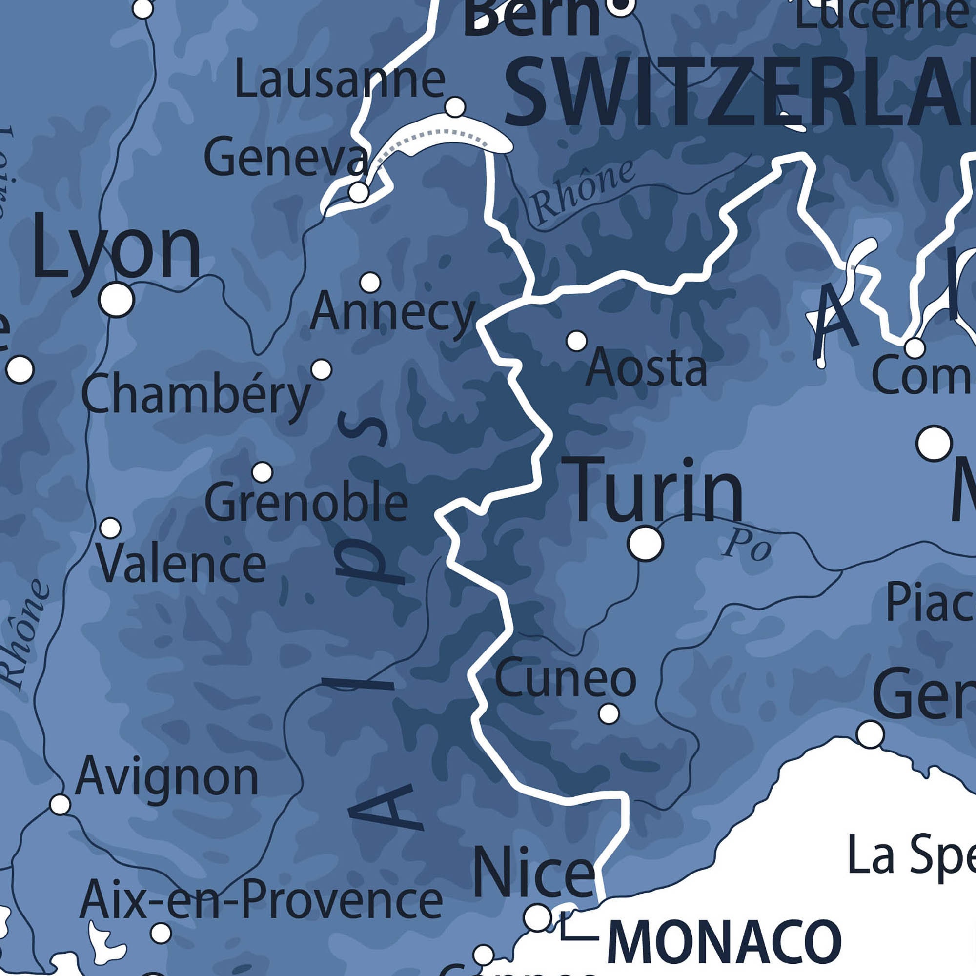 Europe Printable Map. Detailed Map of Europe. Styled High Resolution ...