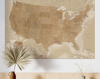 1930年代頃のビンテージアメリカ地図、教室の装飾、家の装飾、日記