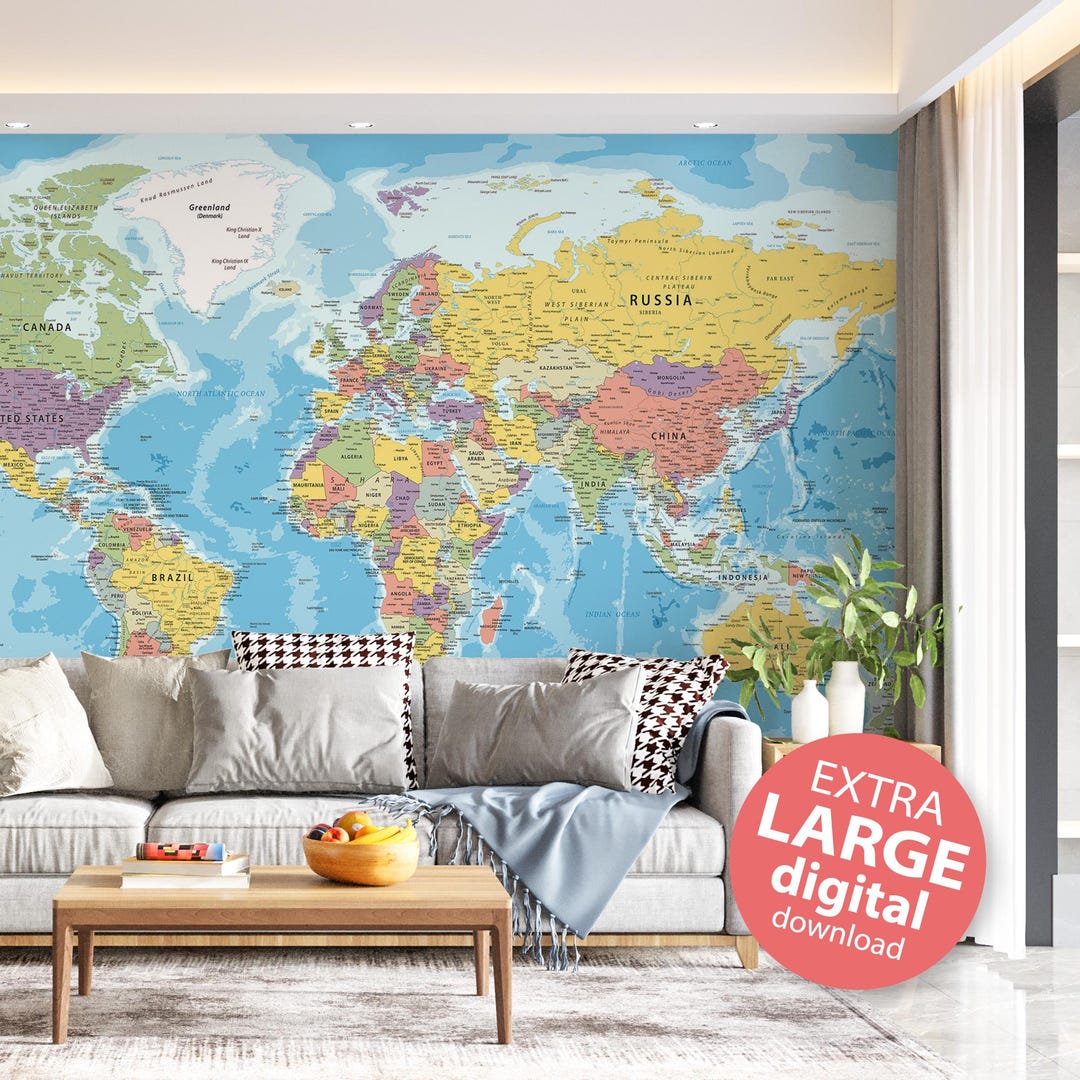 Highly Detailed Political Map of the World - Printable Large Map Poster ...