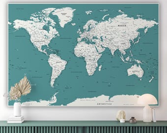 Printable World Map - Styled high resolution Map for posters, wallpapers and prints, Digital Print