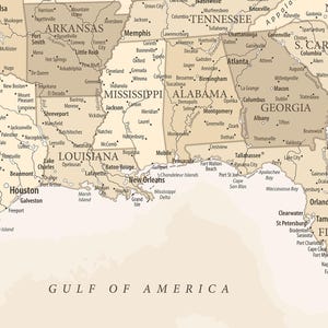 USA Map Wall Art – Detailed Vintage Pastel Style United States Poster (Digital Download) image 6