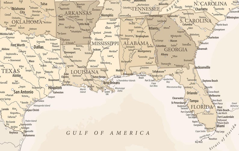 USA Map Wall Art – Detailed Vintage Pastel Style United States Poster (Digital Download) image 6