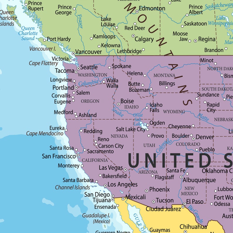 Buy Detailed Political Map of the World Printable Large World Map Poster Full Color With