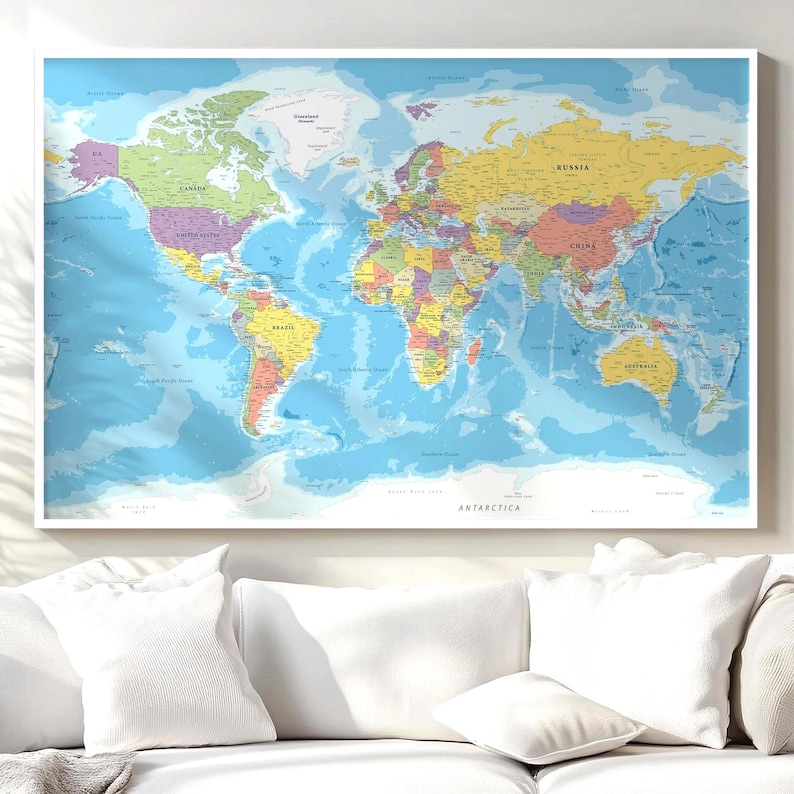 Highly Detailed Political World Map Printable Poster - Map of the World ...