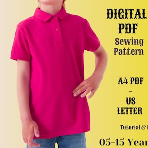 Kids Polo Shirt Sewing Pattern: Sizes 5-16 Years (PDF Download)