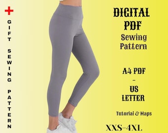 Womens Leggings Sewing Pattern: Easy Knit Tights (PDF)