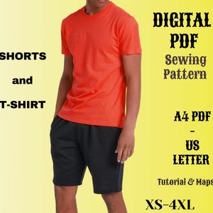 Men's Tee and Shorts Sewing Pattern: Beginner Friendly (XS-4XL) (Digital Download)