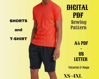 Men's Tee and Shorts Sewing Pattern: Beginner Friendly (XS-4XL) (Digital Download)