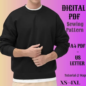 Men's Oversized Sweatshirt, Unisex Patterns for Men and Women, Oversize Hoodie Digital Patterns, ALL Size PDF, Drop Shoulder Sweatshirt