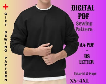 Men's Oversized Sweatshirt, Unisex Patterns for Men and Women, Oversize Hoodie Digital Patterns, ALL Size PDF, Drop Shoulder Sweatshirt
