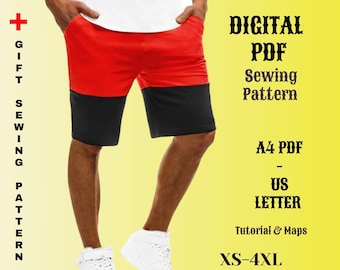 Men's Sport Shorts Sewing Pattern: Beginner Friendly (Digital PDF XS-4XL)