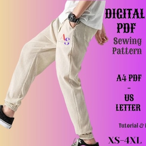 Men&#39;s Jogger Sewing Patterns, Sweatpants Sewing Pattern for Men, Pants Tracksuit Patterns, ALL Size A0 A4 PDF - Usletter