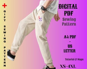 Men's Jogger Sewing Pattern: Sweatpants Tracksuit (A0 A4 PDF)
