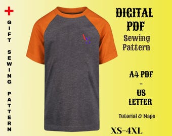 Men's Raglan T-Shirt Sewing Pattern, Sport Design (PDF Pattern)