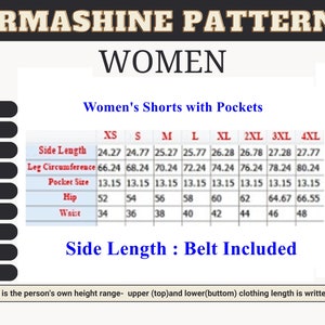 Women's Shorts Sewing Pattern with Pockets, XS-4XL (A4, US Letter PDF) image 6