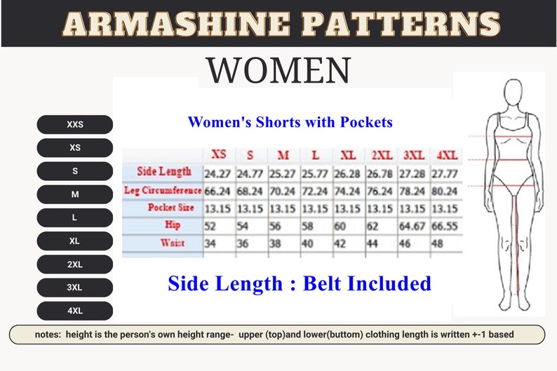 Women's Shorts Sewing Pattern with Pockets, XS-4XL (A4, US Letter PDF) image 6