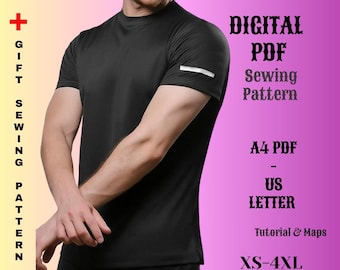 Men's Slim Fit T-Shirt Sewing Pattern: Quick Dry Sportswear (XS-4XL) (A4/US Letter PDF)